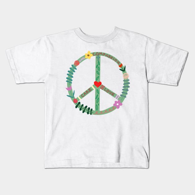 Flower Peace Kids T-Shirt by Repeat Candy